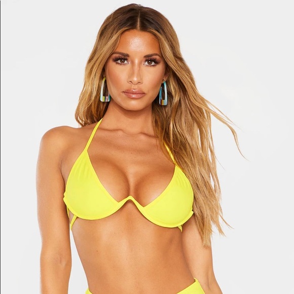 PLT Yellow Cleavage Wire Detail Bikini Top - Picture 1 of 7